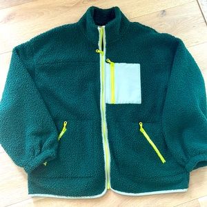 Green fleece jacket with accents
